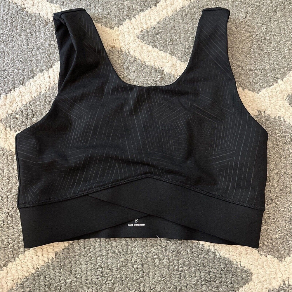 Ivy Park Small Sports Bra Black Geometric‎ Criss Cross Black Beyoncé NWOT